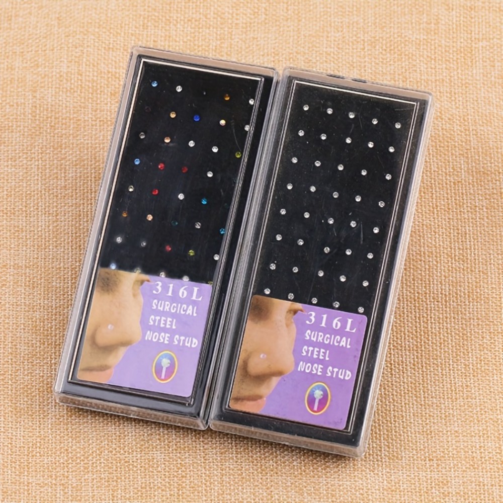 Body Jewelry In Store - 60 قطعة مجموعة حلقات الأنف وأقراط