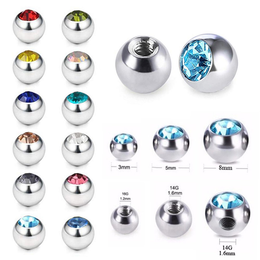 Body Jewelry Replacement Ball - ثقب لولبي من الكريستال تشيكوسلوفاكيا ،
