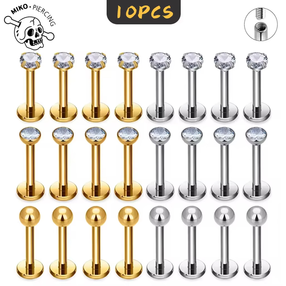 Belly Bar Titanium - 10 قطع من مجوهرات الجسم المصنوعة