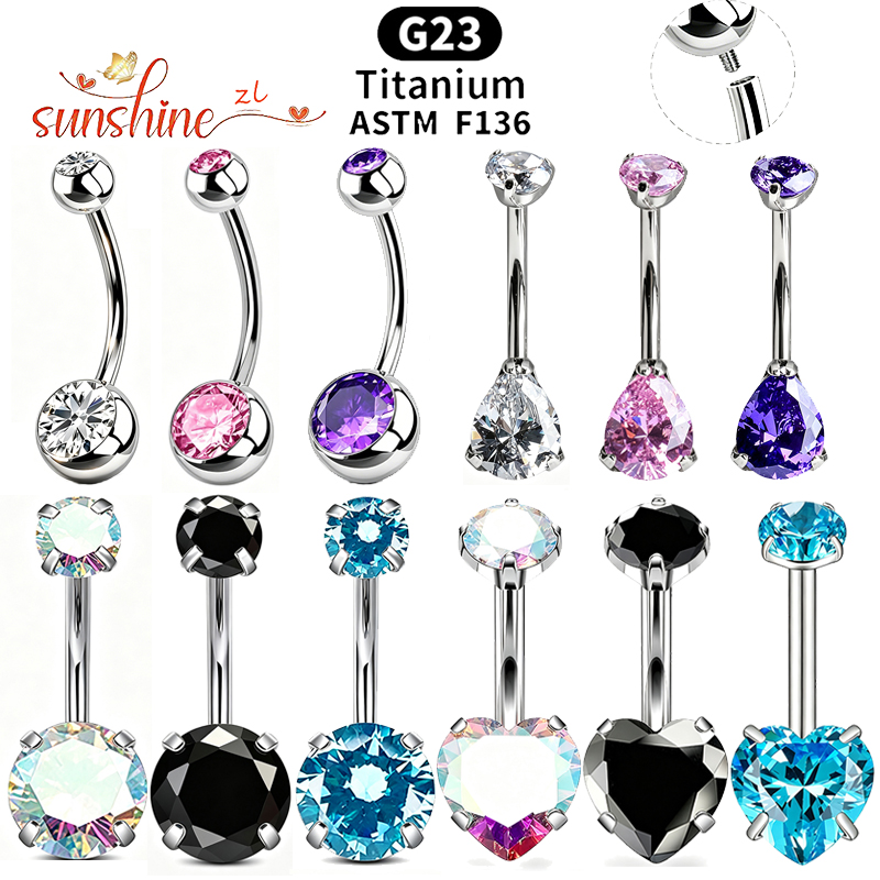 Belly Bar Titanium - قطعة واحدة من حلقات الباربل المنحنية