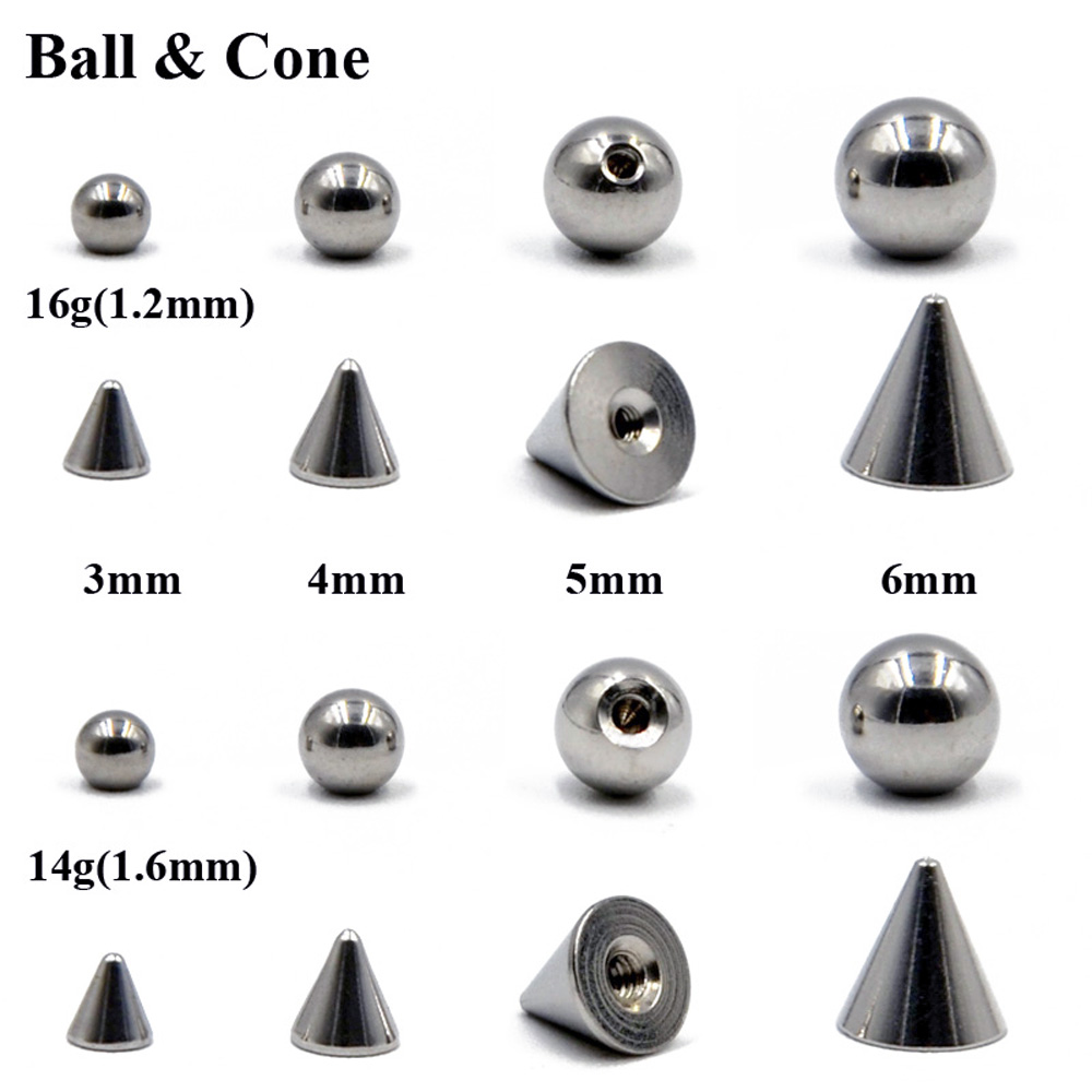 Body Jewelry Replacement Ball - 100 قطعة/الوحدة الصلب 14 جرام 16