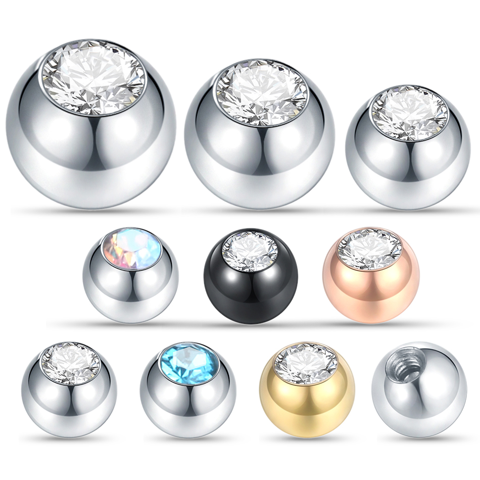 Body Jewelry Replacement Ball - 10 قطعة كرات ثقب الصلب حجر