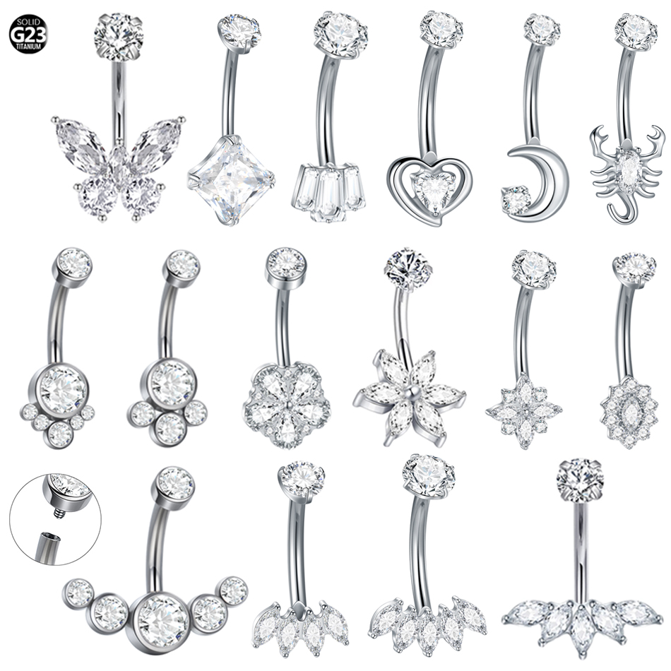 1 قطعة التيتانيوم الزركون البط - مراجعة Belly Bar Titanium وسعره